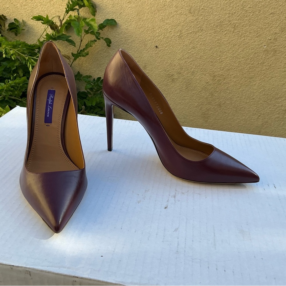Ralph Lauren Purple Label Celia Pump in Bordeaux kid leather